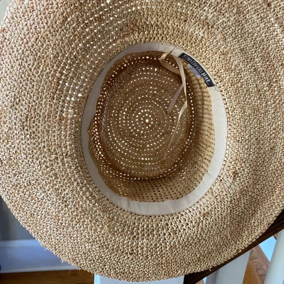 NWT Anthropologie Raffia Tan  Raffia Boater Hat - Picture 7 of 7